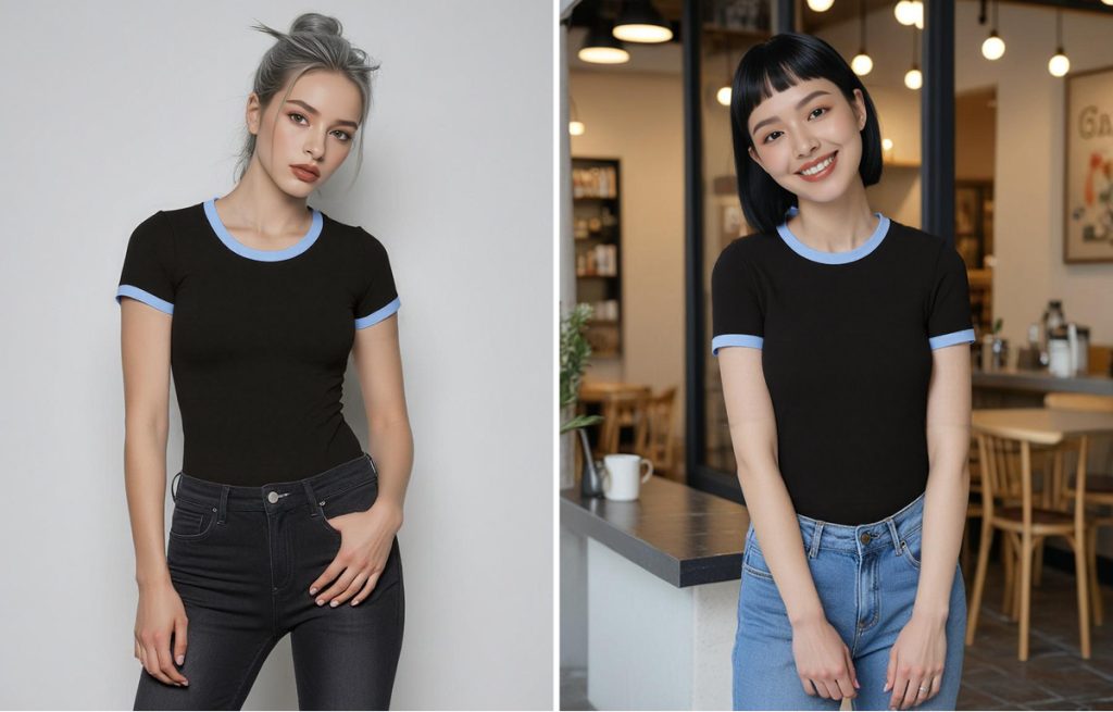 제품 착장 컷과 AI 피팅 모델 활용